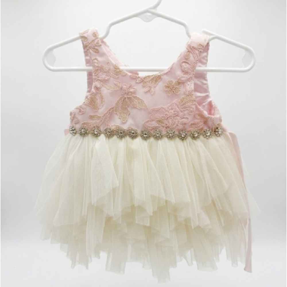 Adorable Pink and Cream Lace Dress